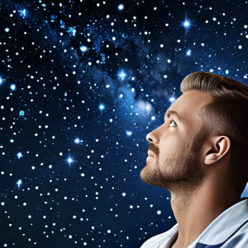 Home 4 A digital marketer as a skilled navigator, using core marketing principles like customer focus and value proposition to guide strategy, amidst a sea of stars representing data.