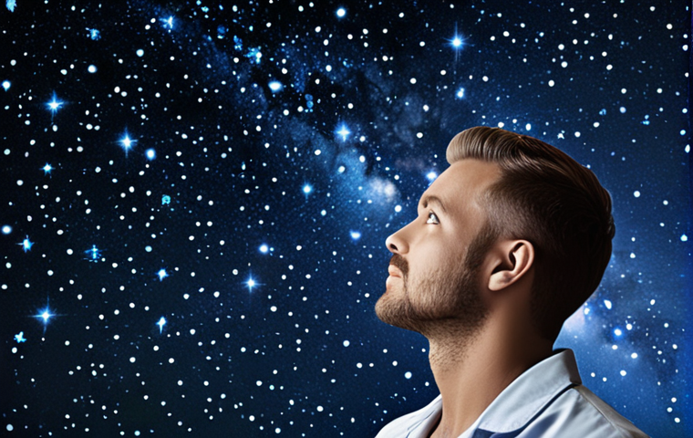 A digital marketer as a skilled navigator, using core marketing principles like customer focus and value proposition to guide strategy, amidst a sea of stars representing data.